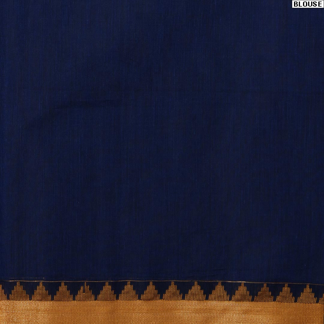 Geometric blue silk cotton saree