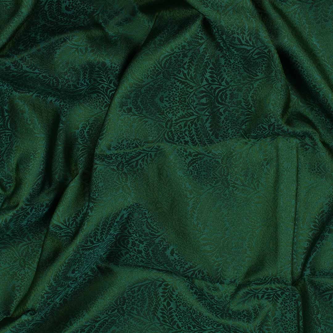 Green floral satin silk saree