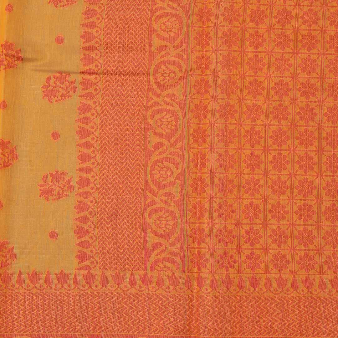 Floral mustard silk cotton saree