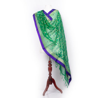 Parakeet Green kora by silk geometric design dupatta