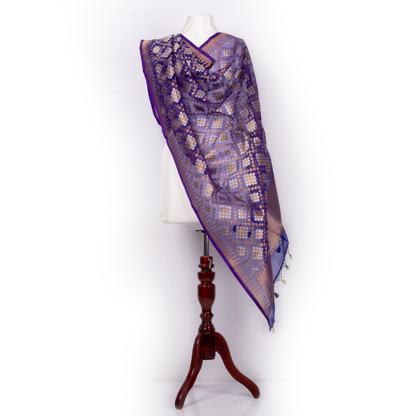Grape Purple kora by silk geomertric design dupatta