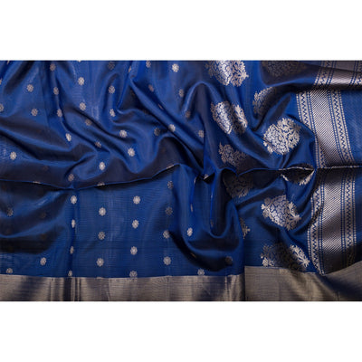 Navy Blue Handloom Floral Butti Dupatta
