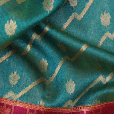 Sapphire blue geometric tussar silk saree