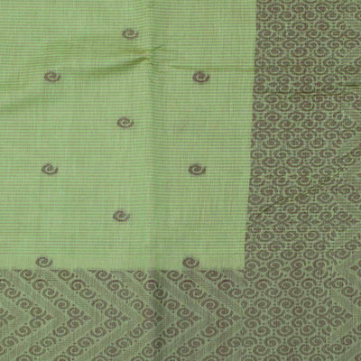 Pale green floral silk cotton saree