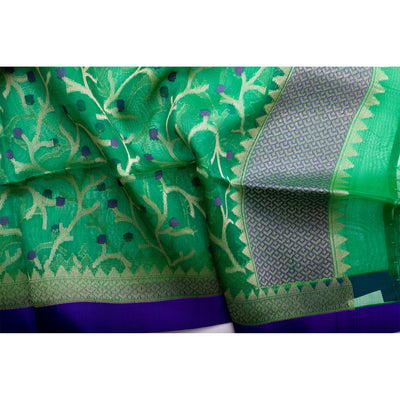 Parakeet Green kora by silk geometric design dupatta