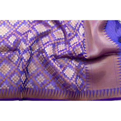 Grape Purple kora by silk geomertric design dupatta