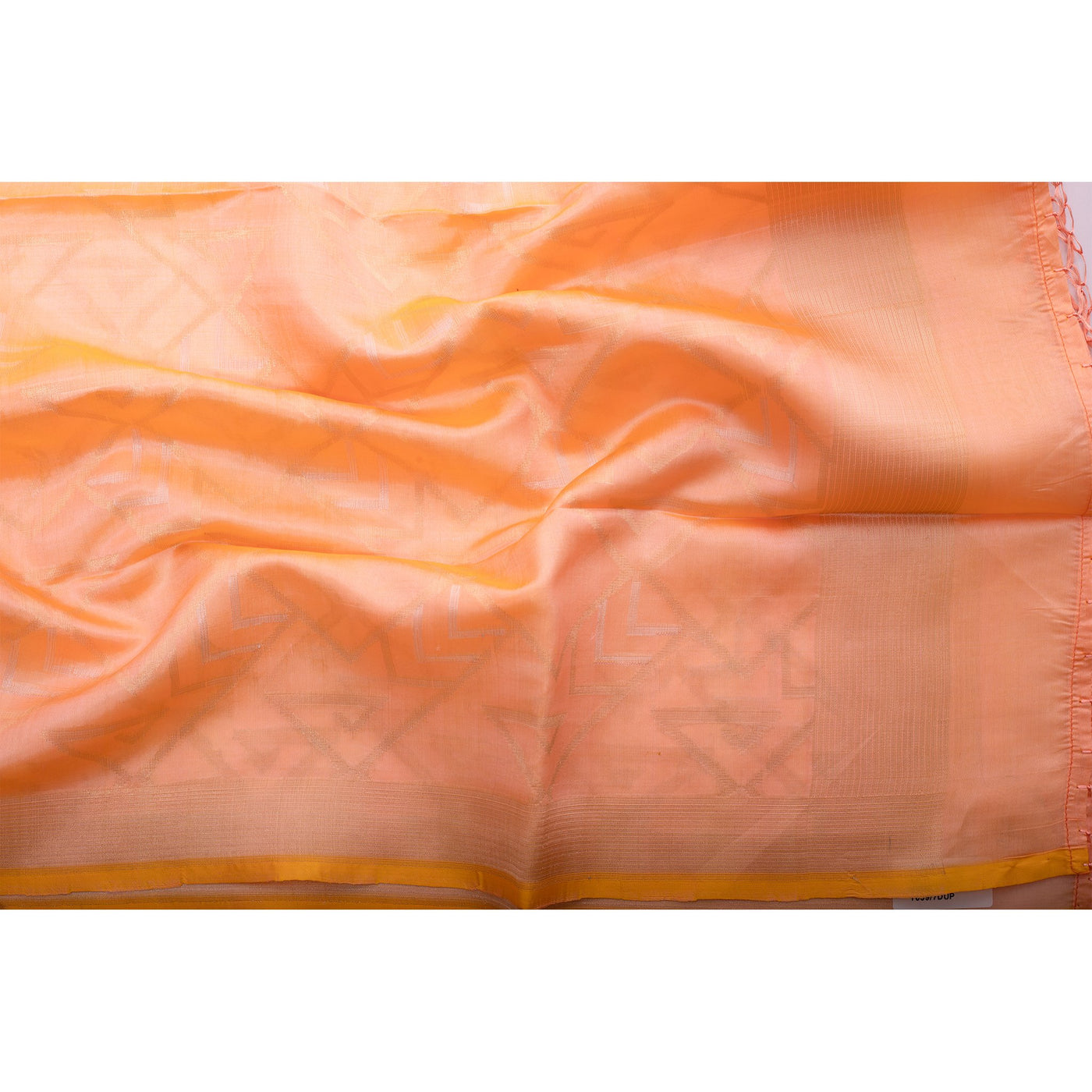 Sugered Peach kora by silk geometric design dupatta